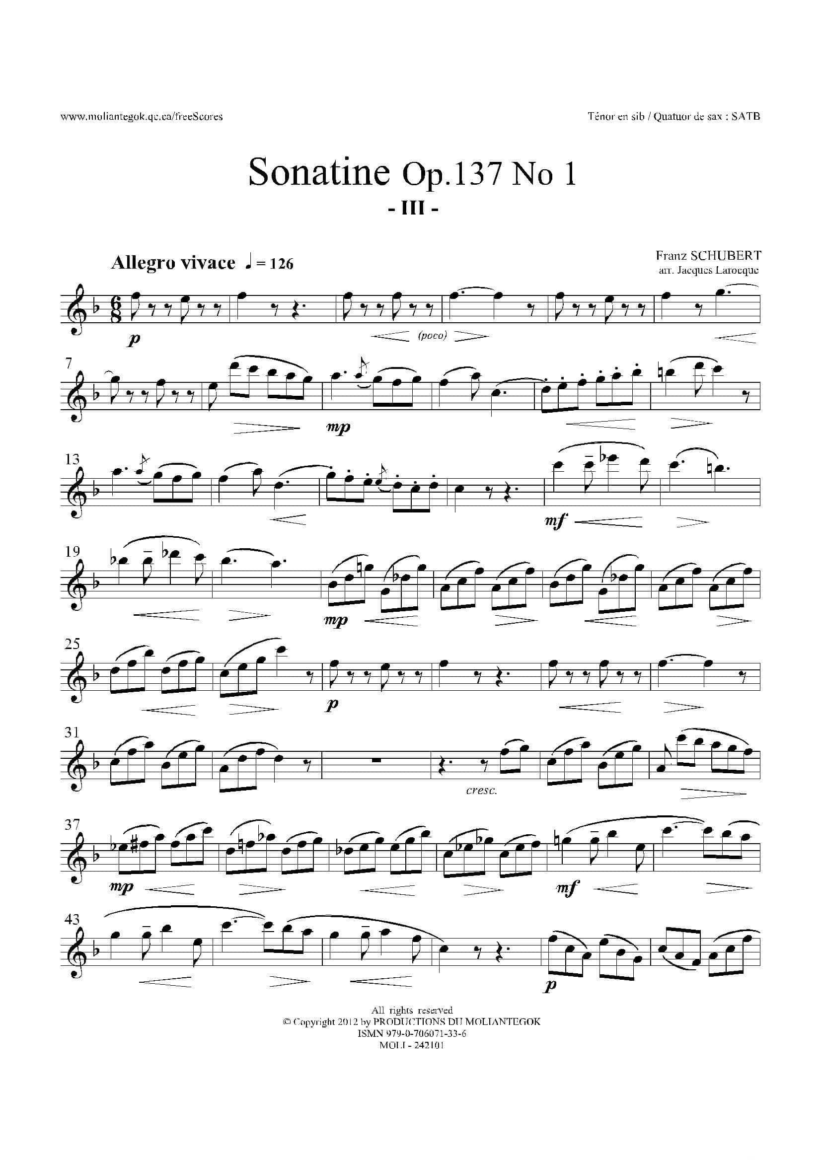 Sonatine Op.137 No 1（四重奏次中音萨克斯分谱）-6