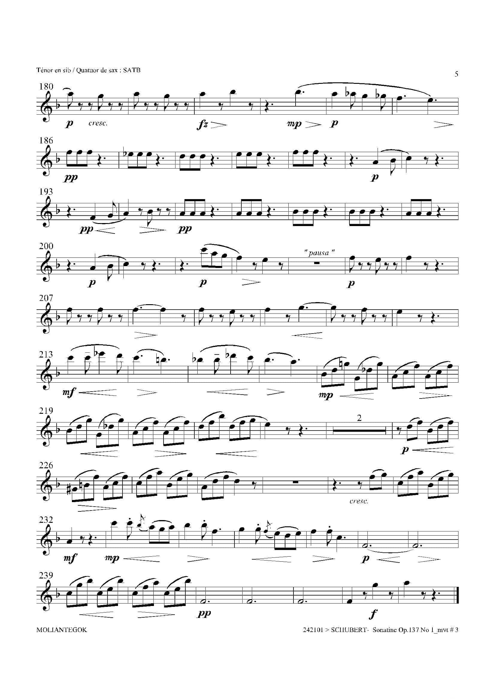 Sonatine Op.137 No 1（四重奏次中音萨克斯分谱）-9
