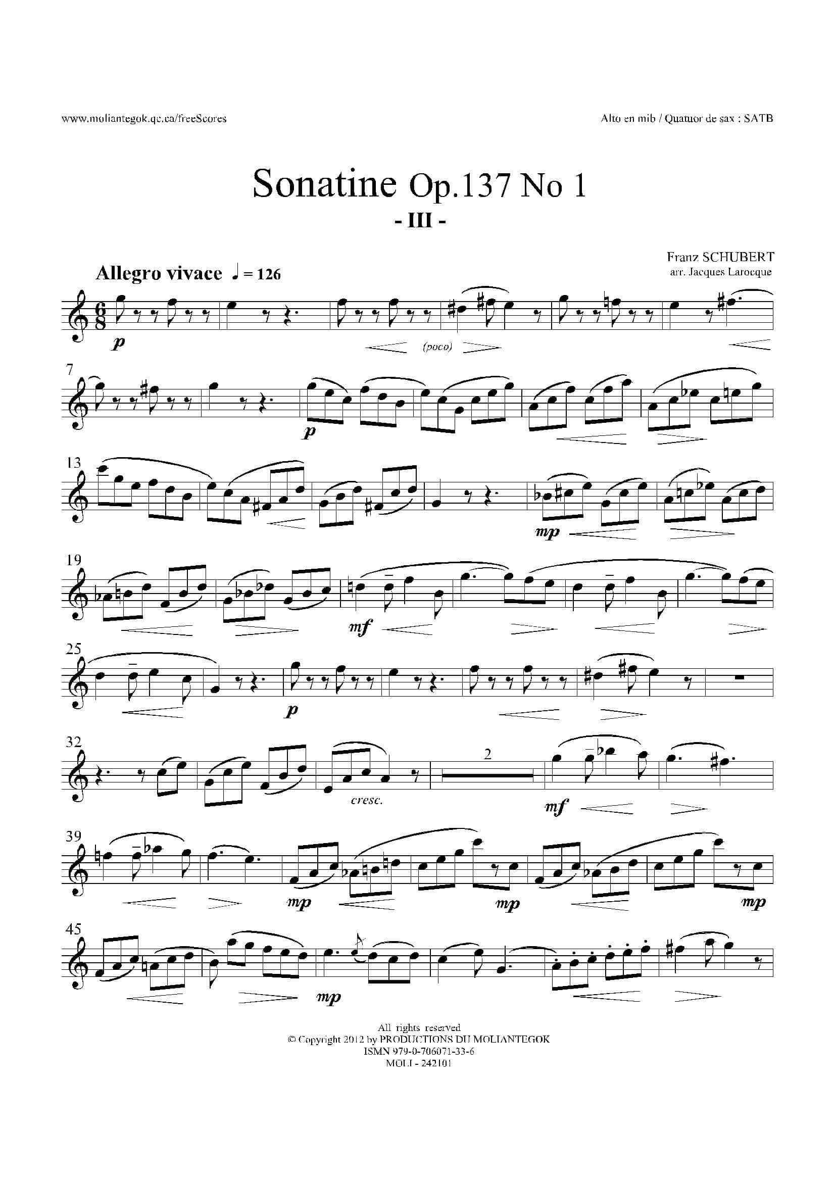 Sonatine Op.137 No 1（四重奏中音萨克斯分谱）-6