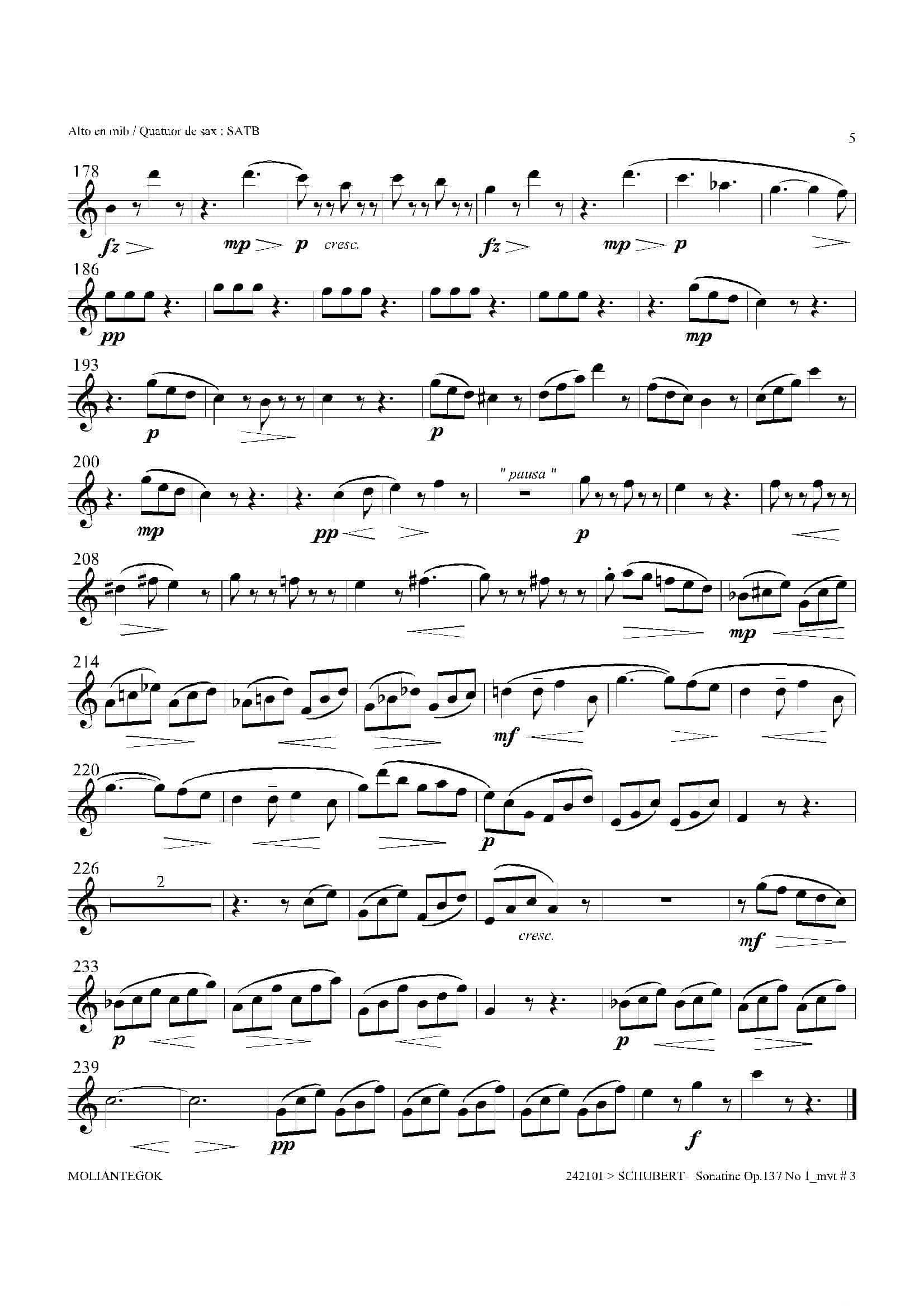 Sonatine Op.137 No 1（四重奏中音萨克斯分谱）-9