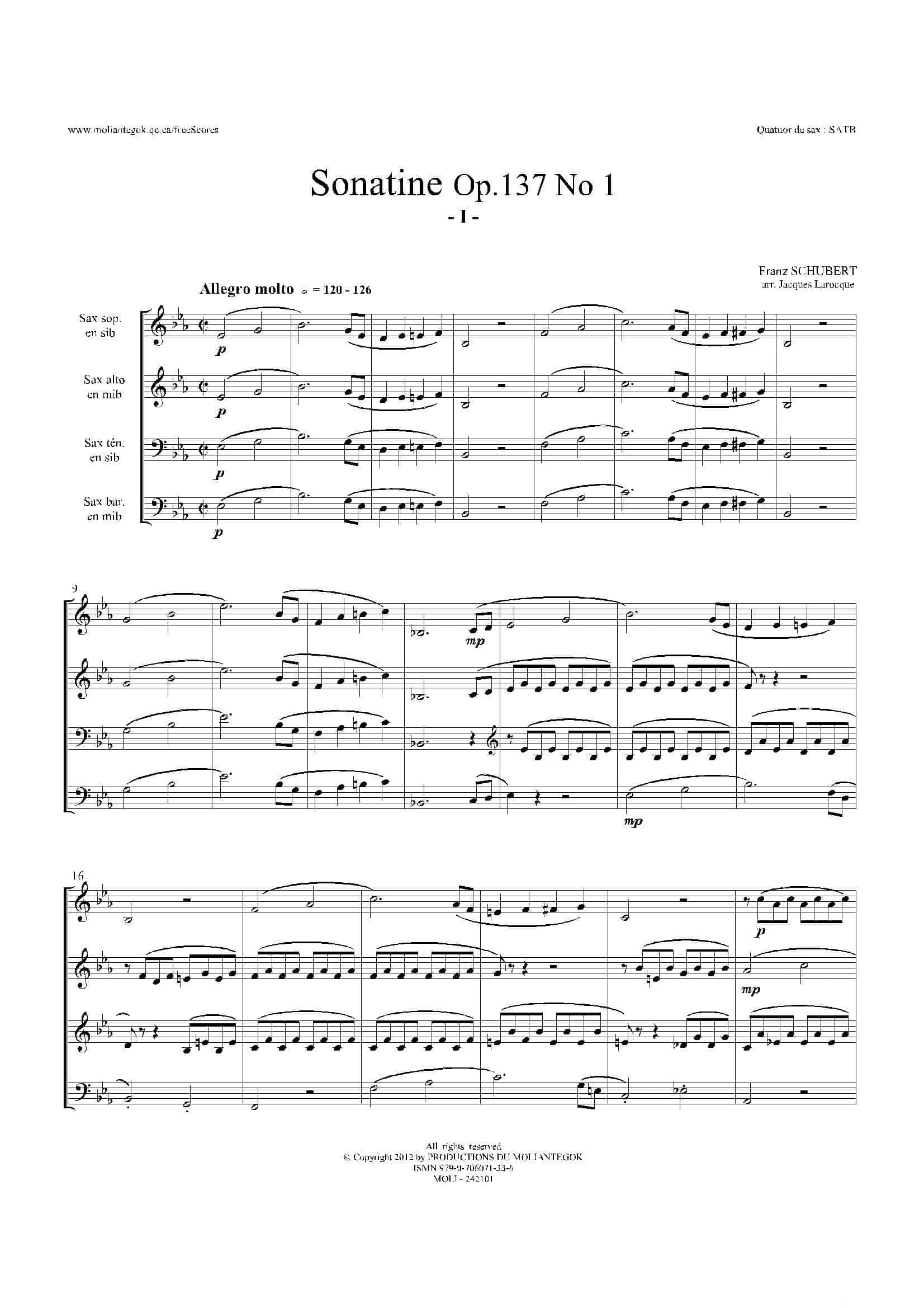 Sonatine Op.137 No 1（四重奏总谱）-1