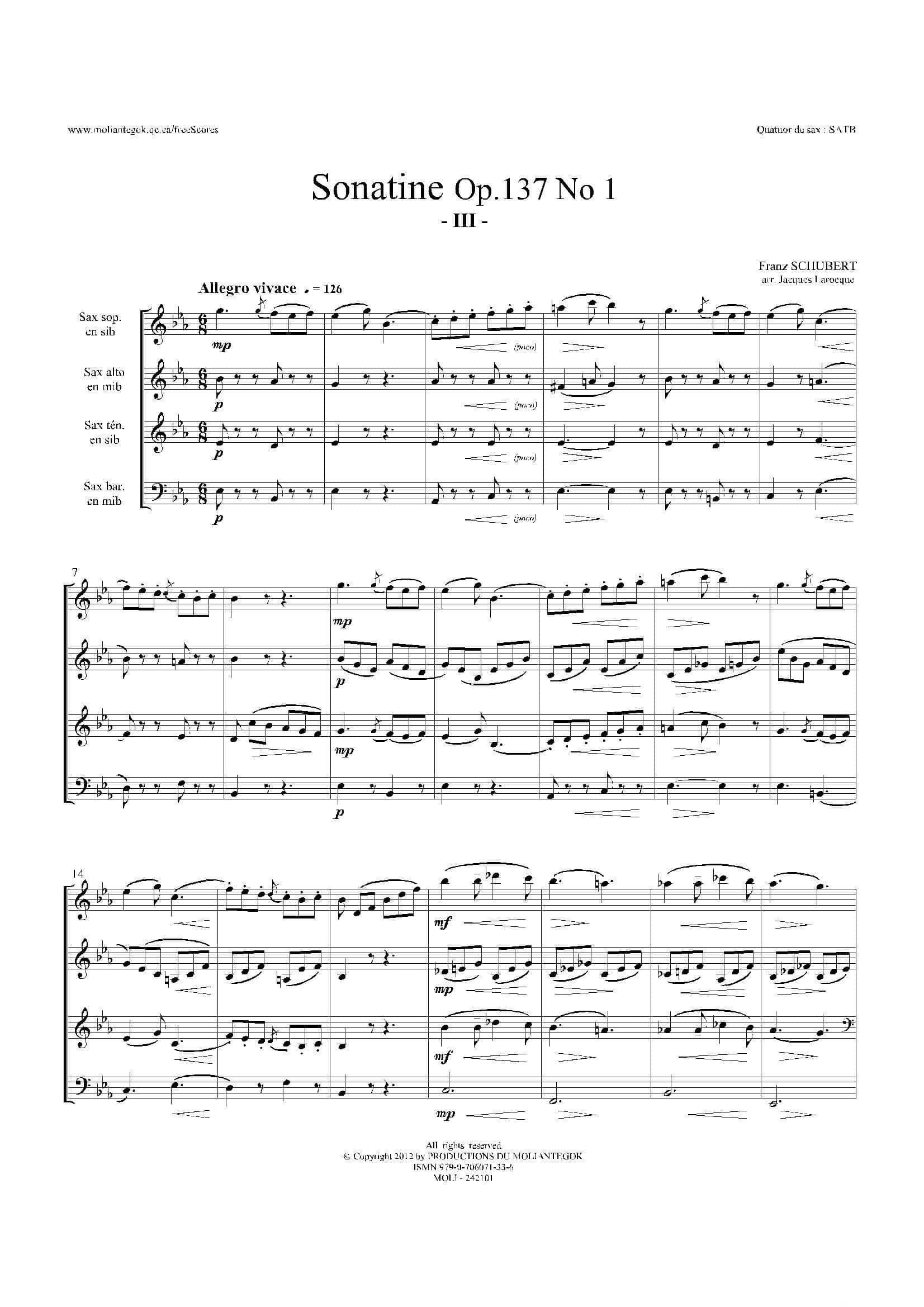 Sonatine Op.137 No 1（四重奏总谱）-12