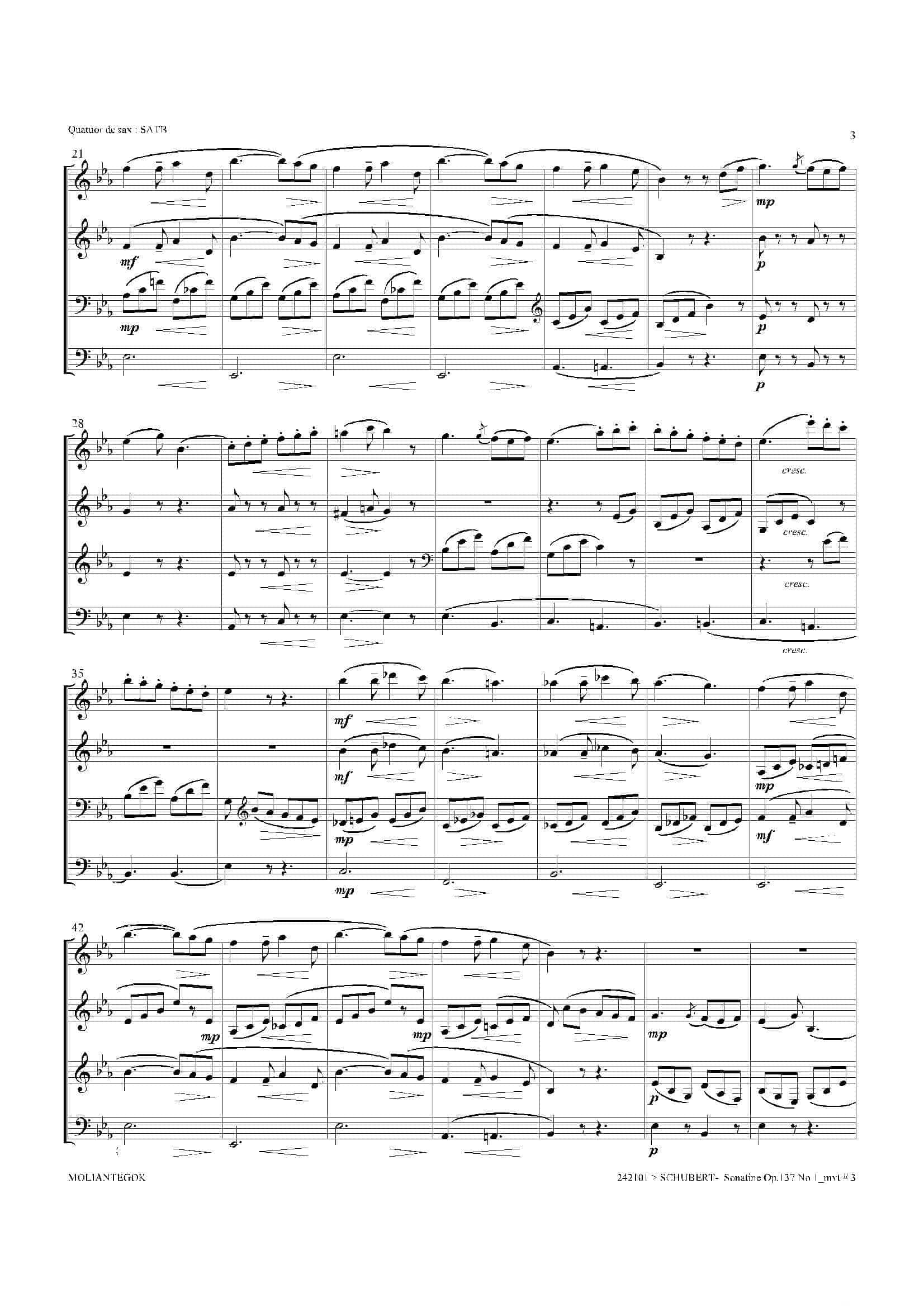 Sonatine Op.137 No 1（四重奏总谱）-13