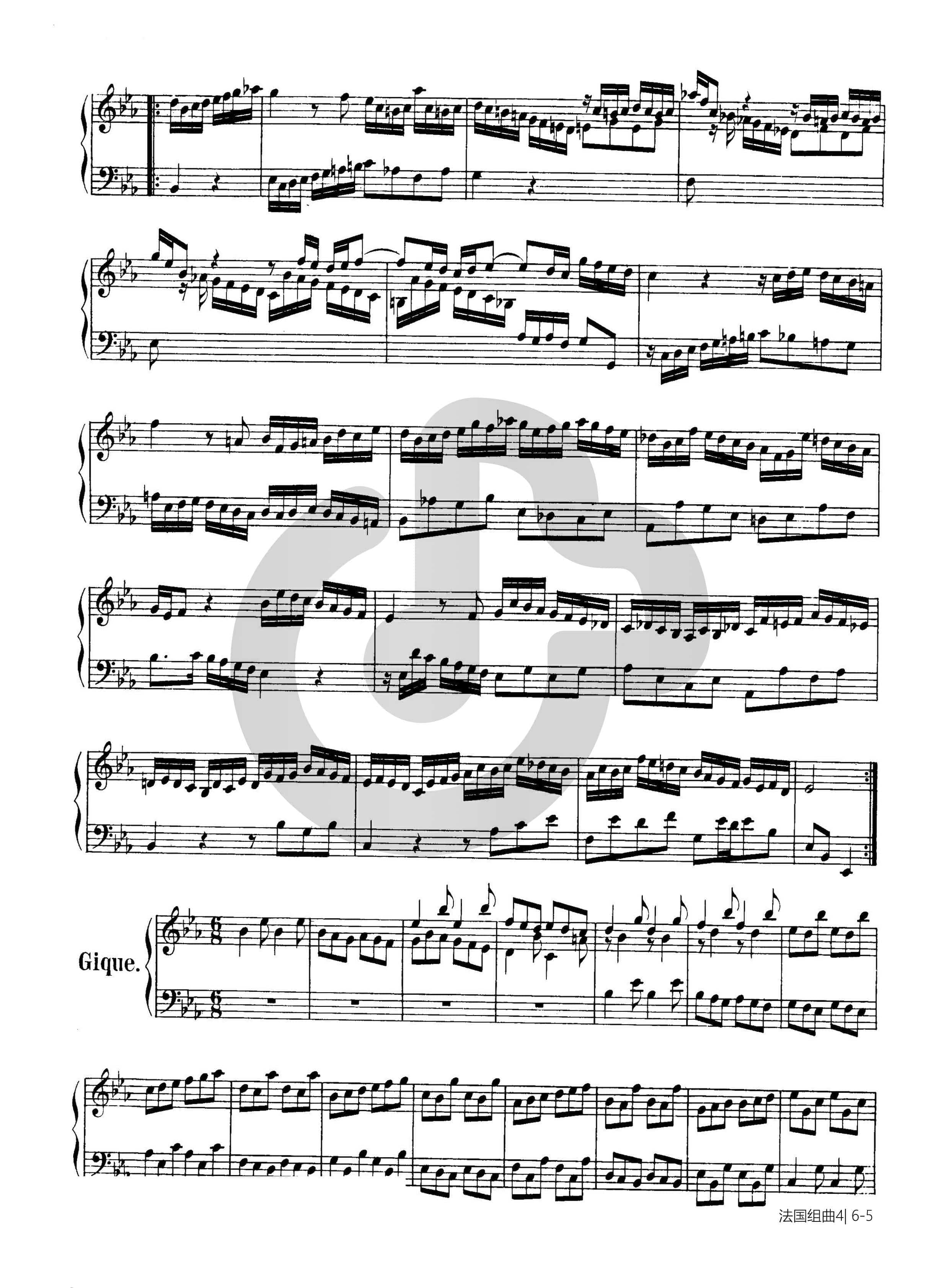 钢琴谱第四首BWV 815-5