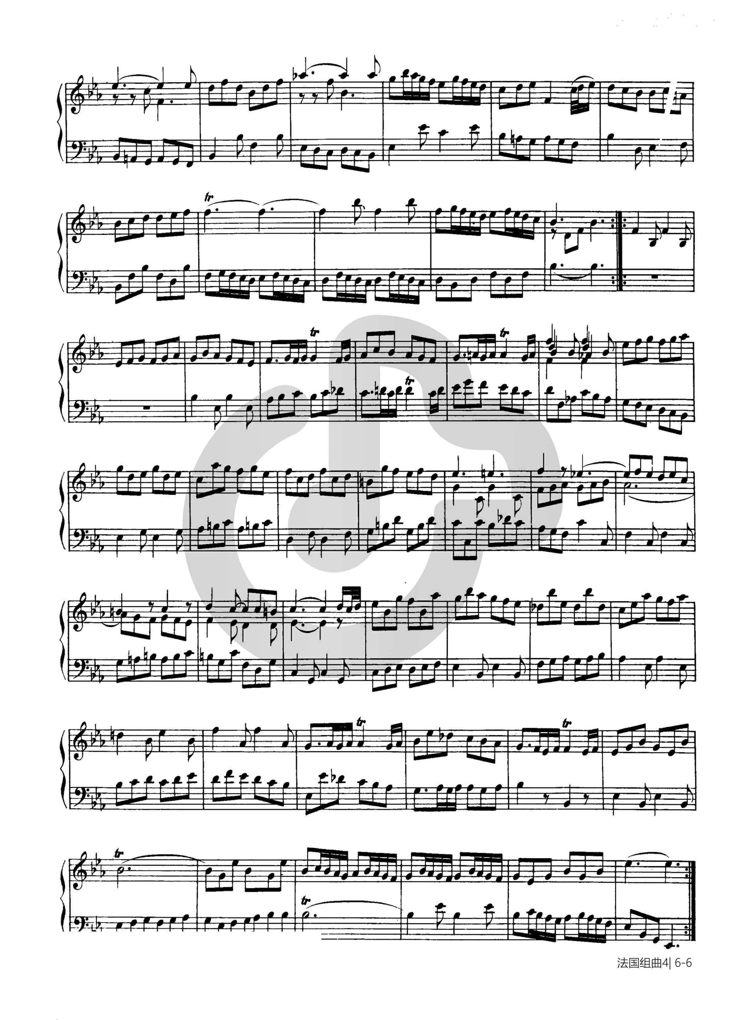 钢琴谱第四首BWV 815-6